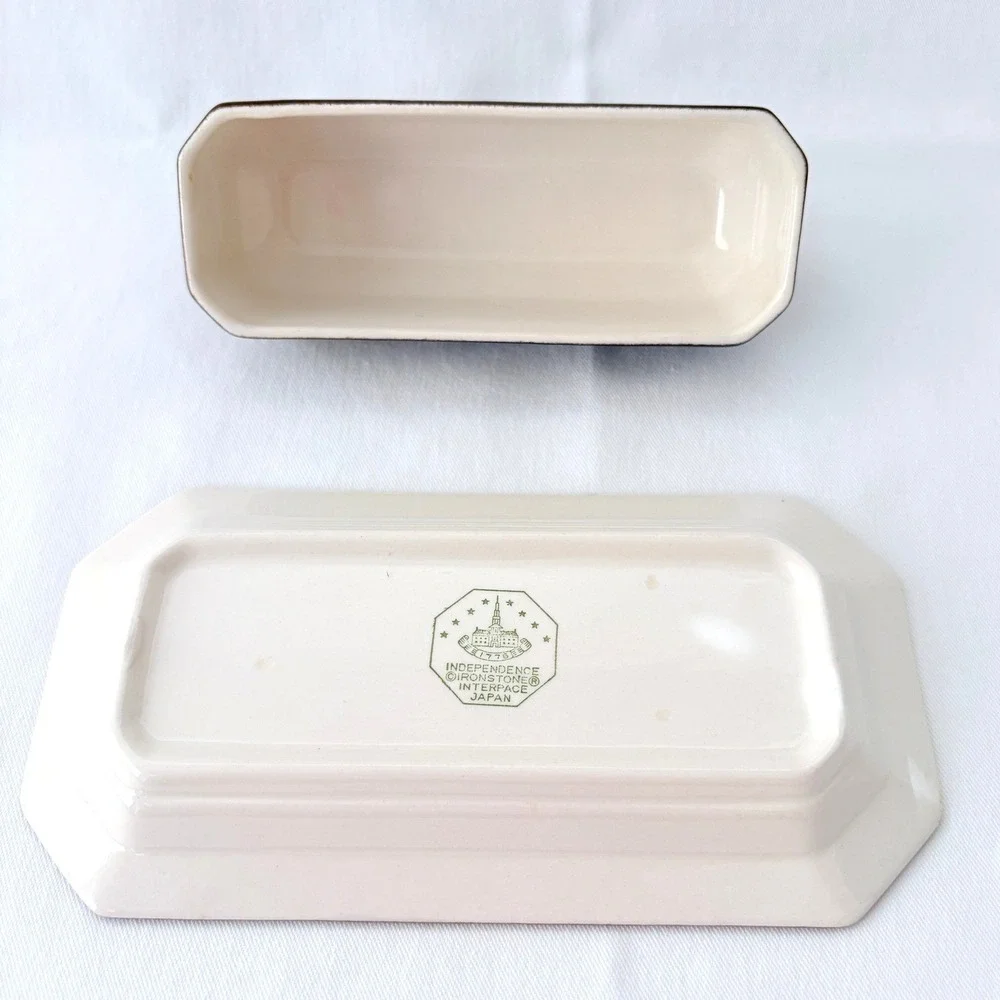 Vintage‎ Japan Independence 1776 Pattern Ironstone Butter Dish One Size Brown